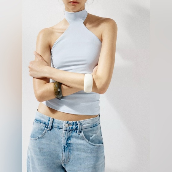 Zara POLYAMIDE HALTER TOP - Picture 2 of 5